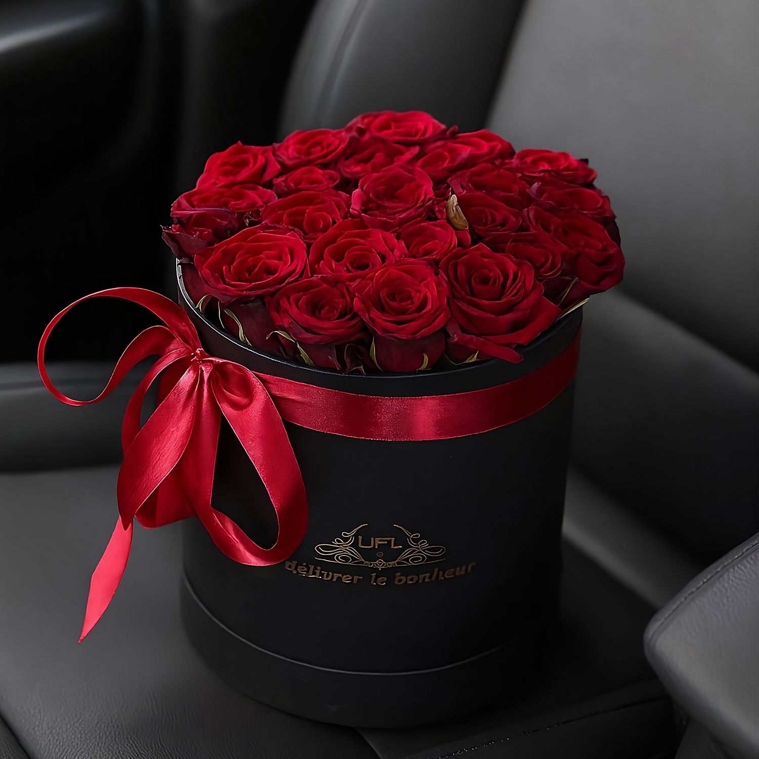 oasis, embossed box, rose (23 pcs.), packaging, ribbon