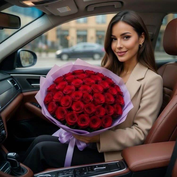 rose (35 pcs.), packaging, ribbon