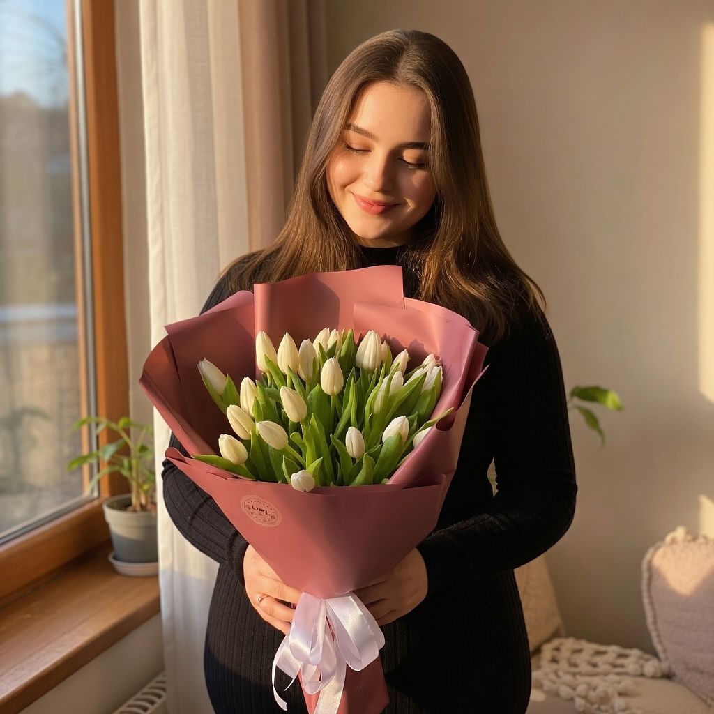Bouquet 25 white tulips