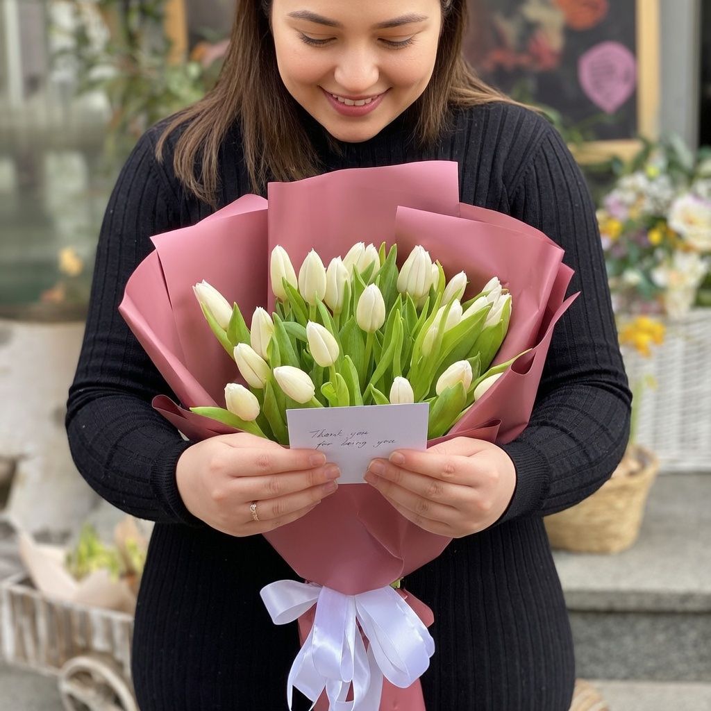 Bouquet 25 white tulips