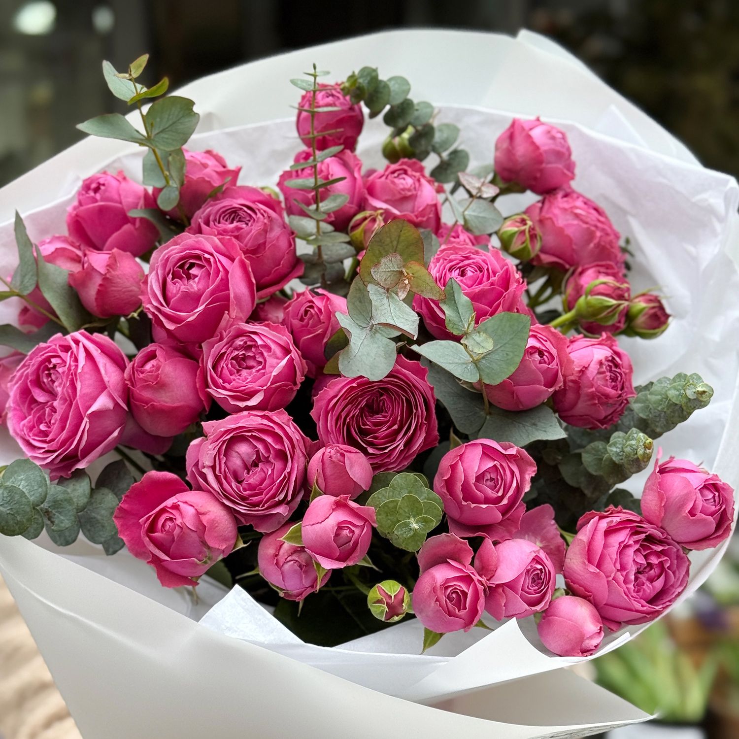 Bouquet 15 pink peony roses