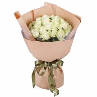 white rose (25 pcs.), packaging, ribbon