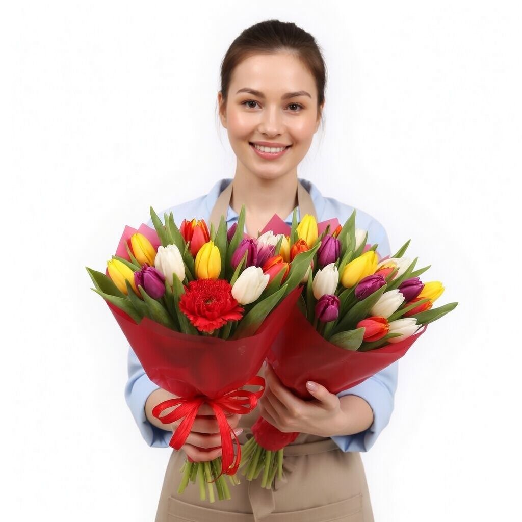 Bouquet 19 multi-colored tulips