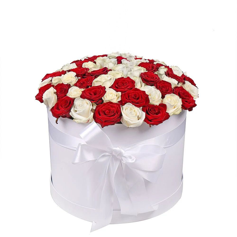Bouquet Roses in hat box 101pcs